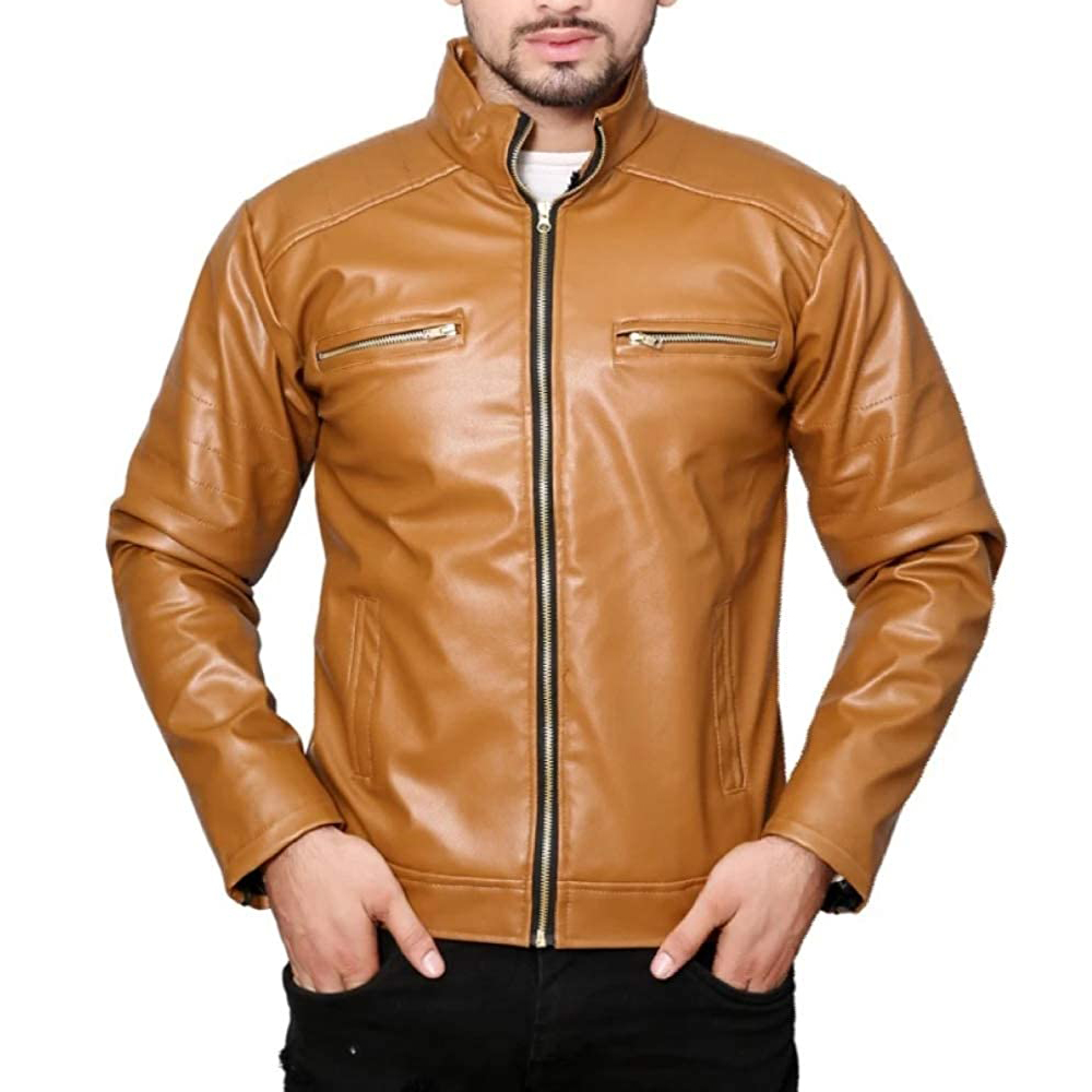 Tan Faux Leather Jacket